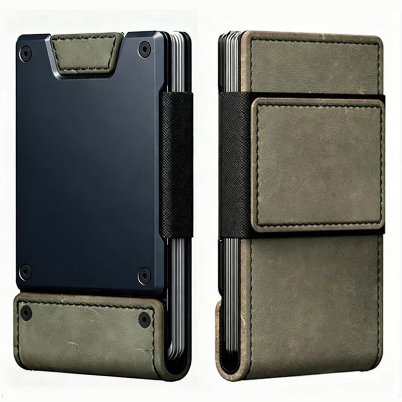 Portefeuille homme en métal et cuir