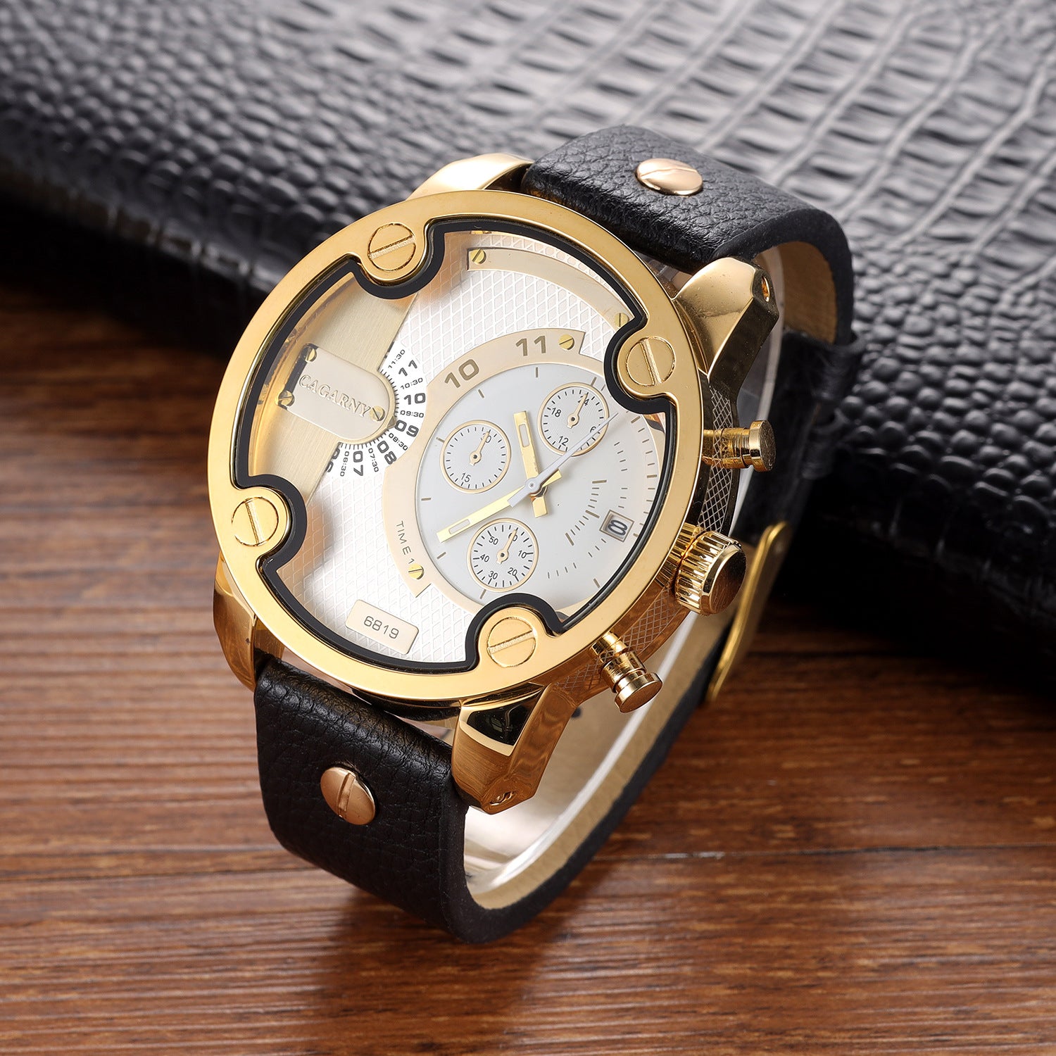 Grande Cadran Montres Quartz Calendrier Ceinture Style Montres Wrist Homme