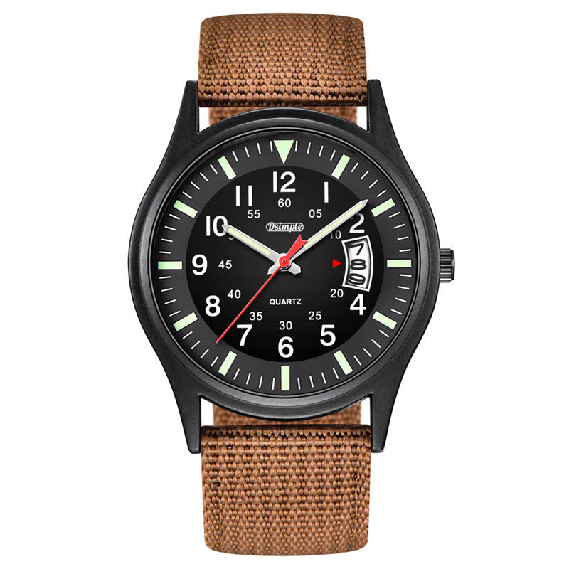 Montre à quartz en nylon lumineux pour hommes