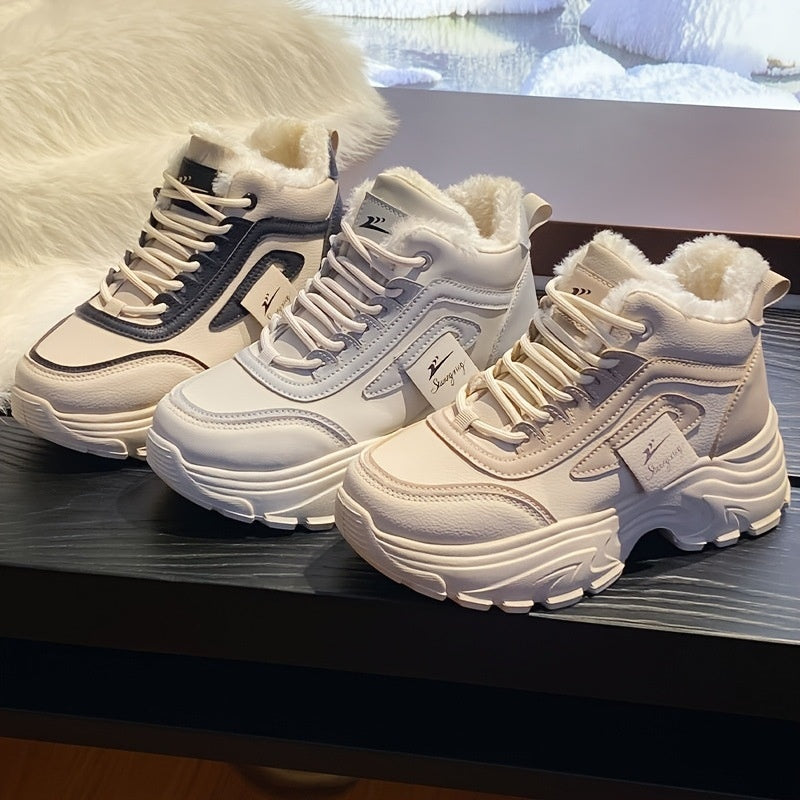 Chaussures de coton chaud casual sport haut de gamme, doublées de polaires femmes