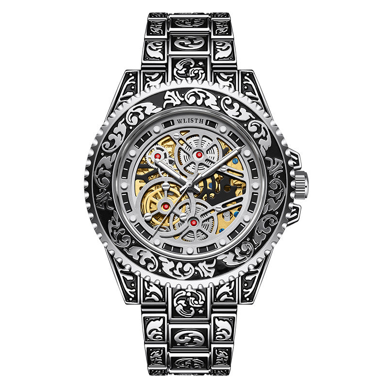 Élégant homme lumineux montre mécanique entièrement automatique Une montre vintage tendance