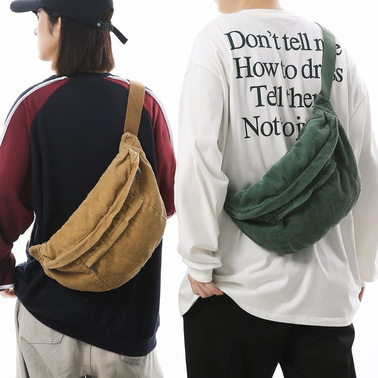Sac en toile Corduroy Grande capacité Casual Epaule et Crossbody Sac