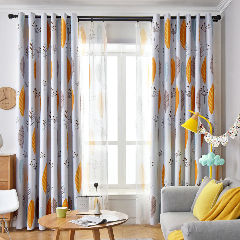 Style nordique Nordic Leaf Rideau Shading Chambre à coucher Salon Shading Rideau Finished Simp