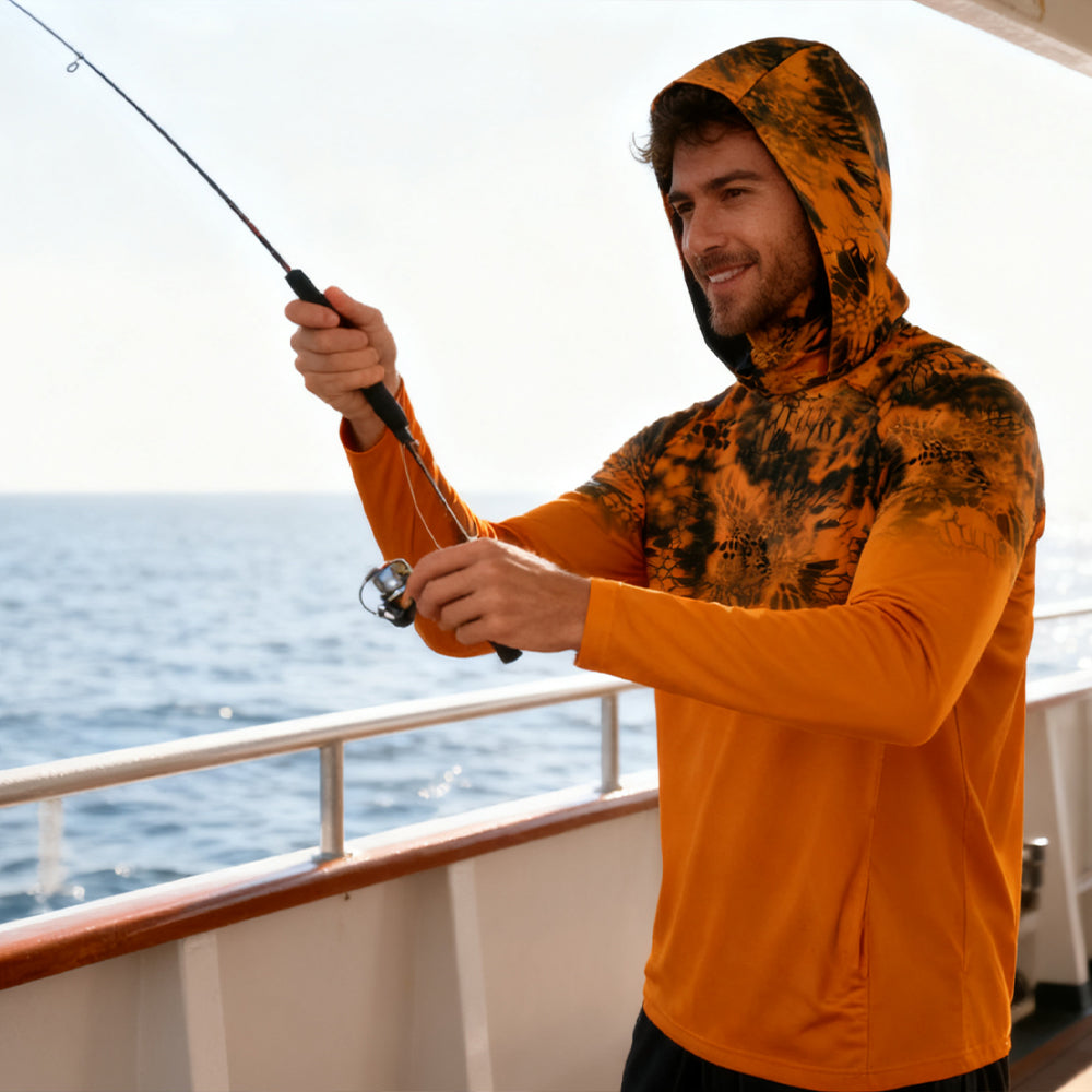 Pêche Hoodie voile chemise Surf couverture visage cou été hommes longue manches chasse Jersey