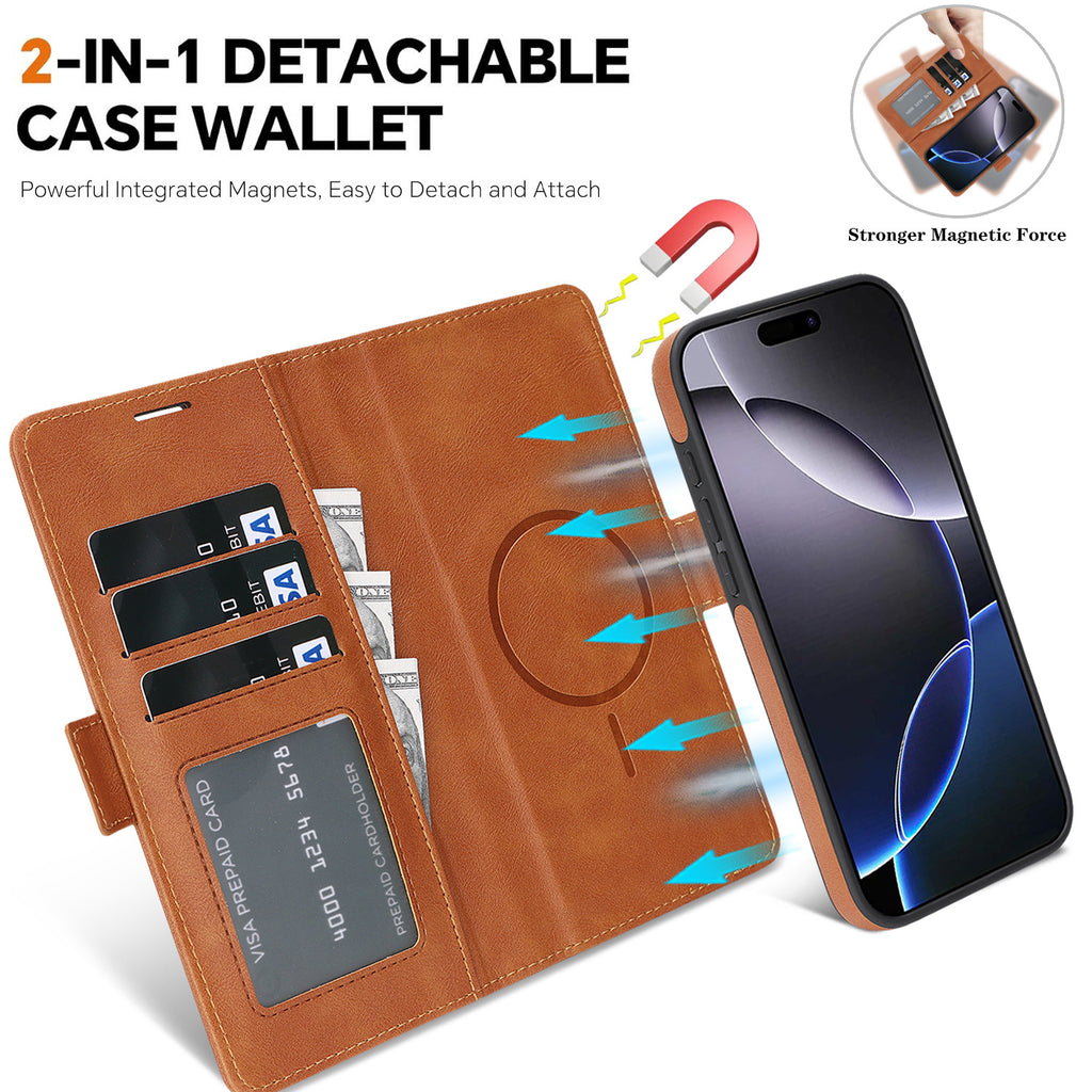 Coque de téléphone en cuir magnétique sans fil