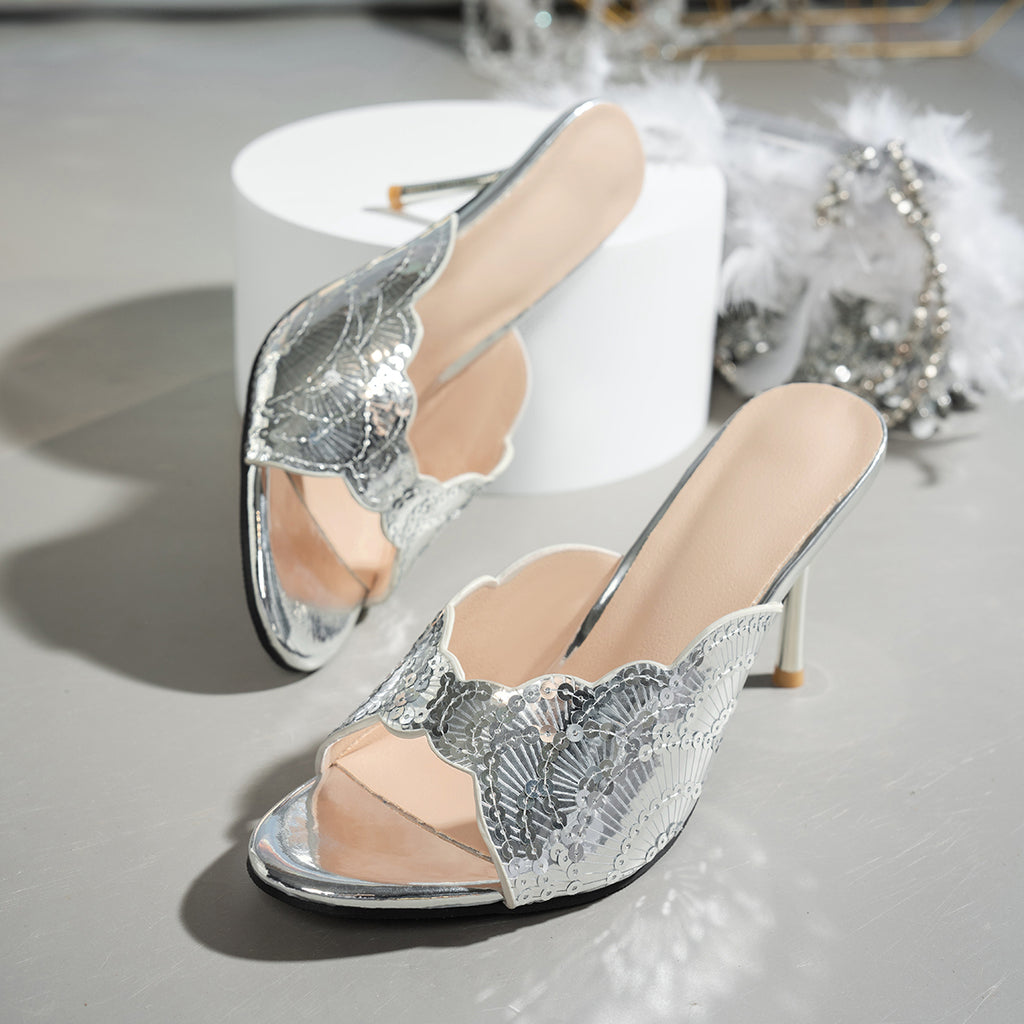 Femmes Pure Desire Français Glitter Stiletto Mules