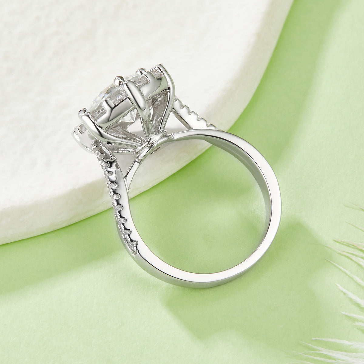 S925 Argent Sterling 2ct Anneau de Moissanite