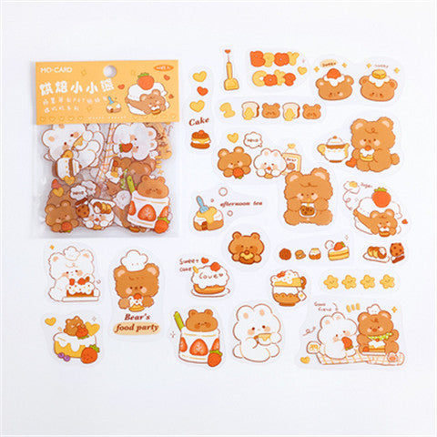 Stickers Animal Cartoon Bear Rabbit Lapin Journalier PET Imperméable