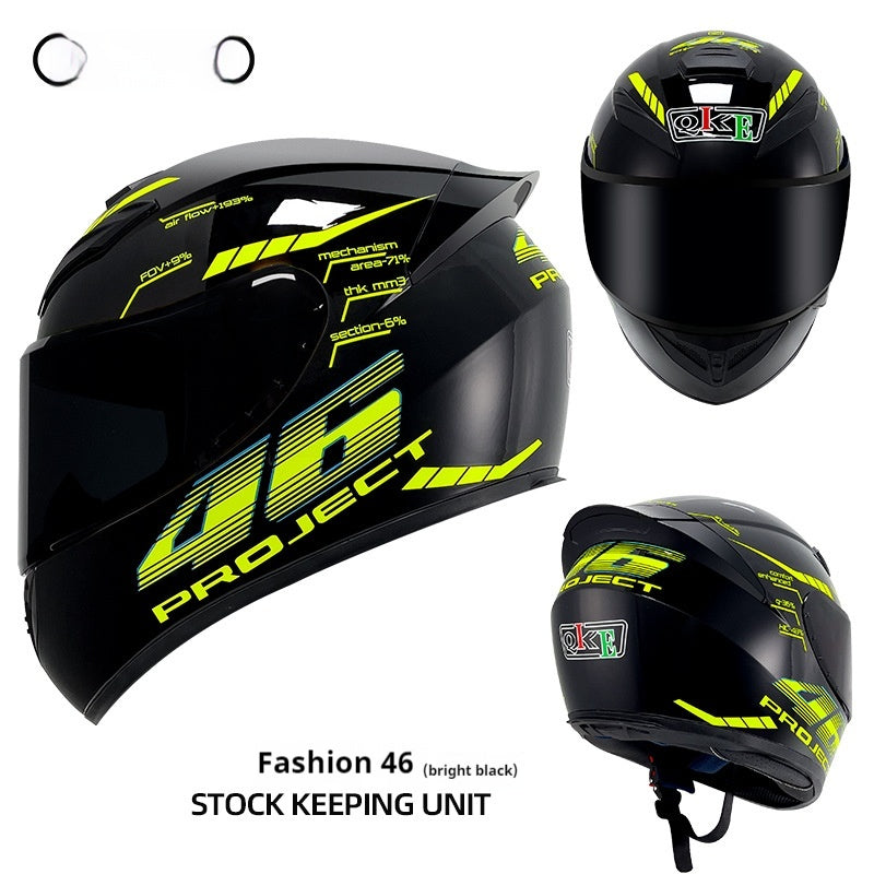 Hiver Personnalité Casque de moto Quatre saisons Knight Bluetooth Locomotive Plein visage