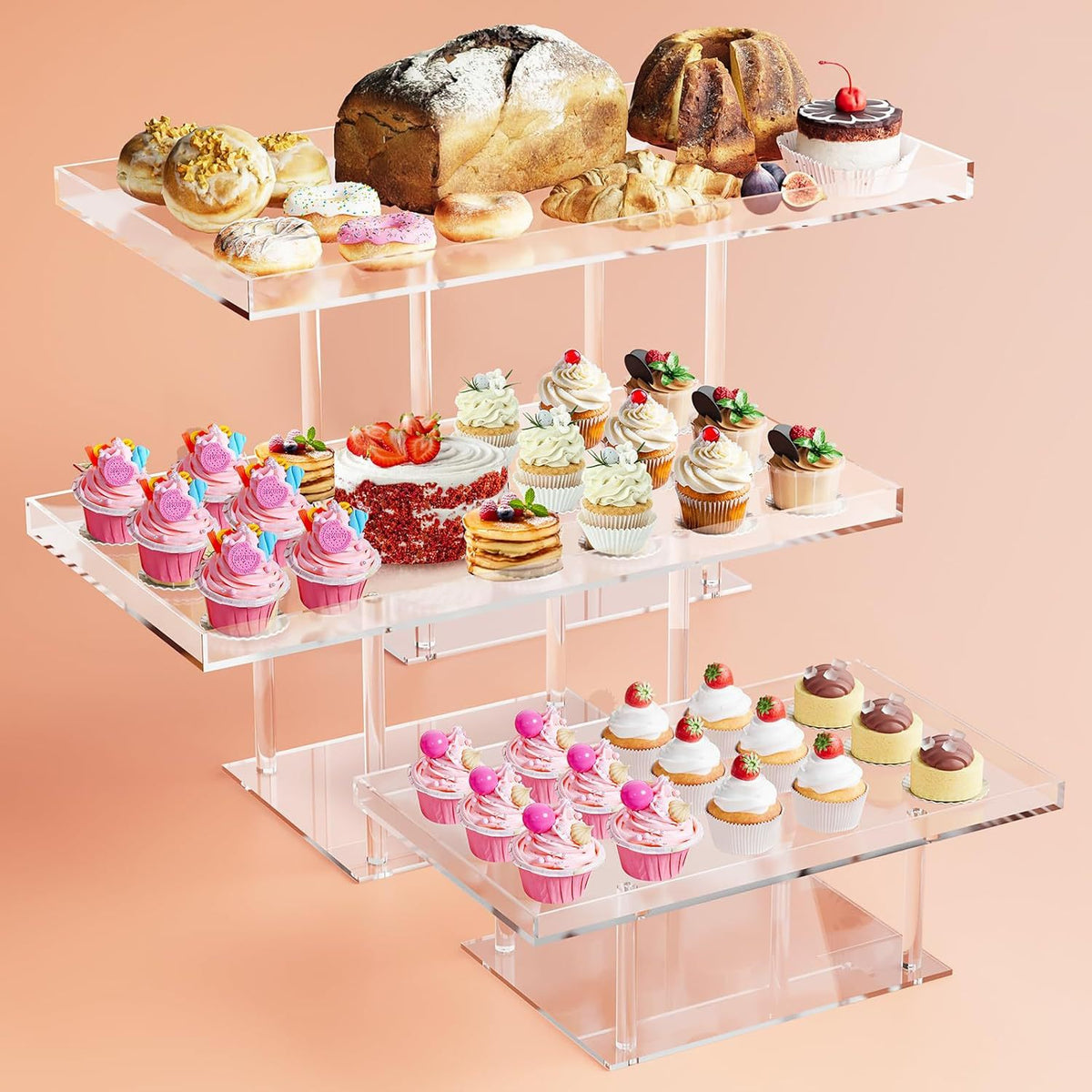 Bac de stockage transparent acrylique pour dessert tables