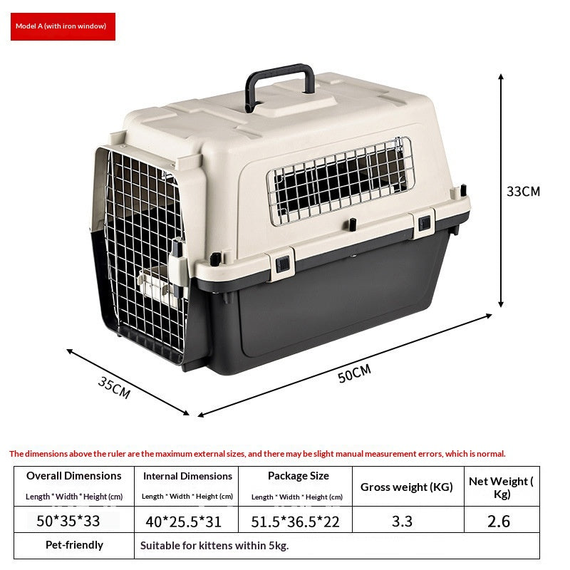 Transporteur d'animaux de compagnie avec roues IATA Airline approuvé Double serrures de sécurité avec porte de fil et Sid