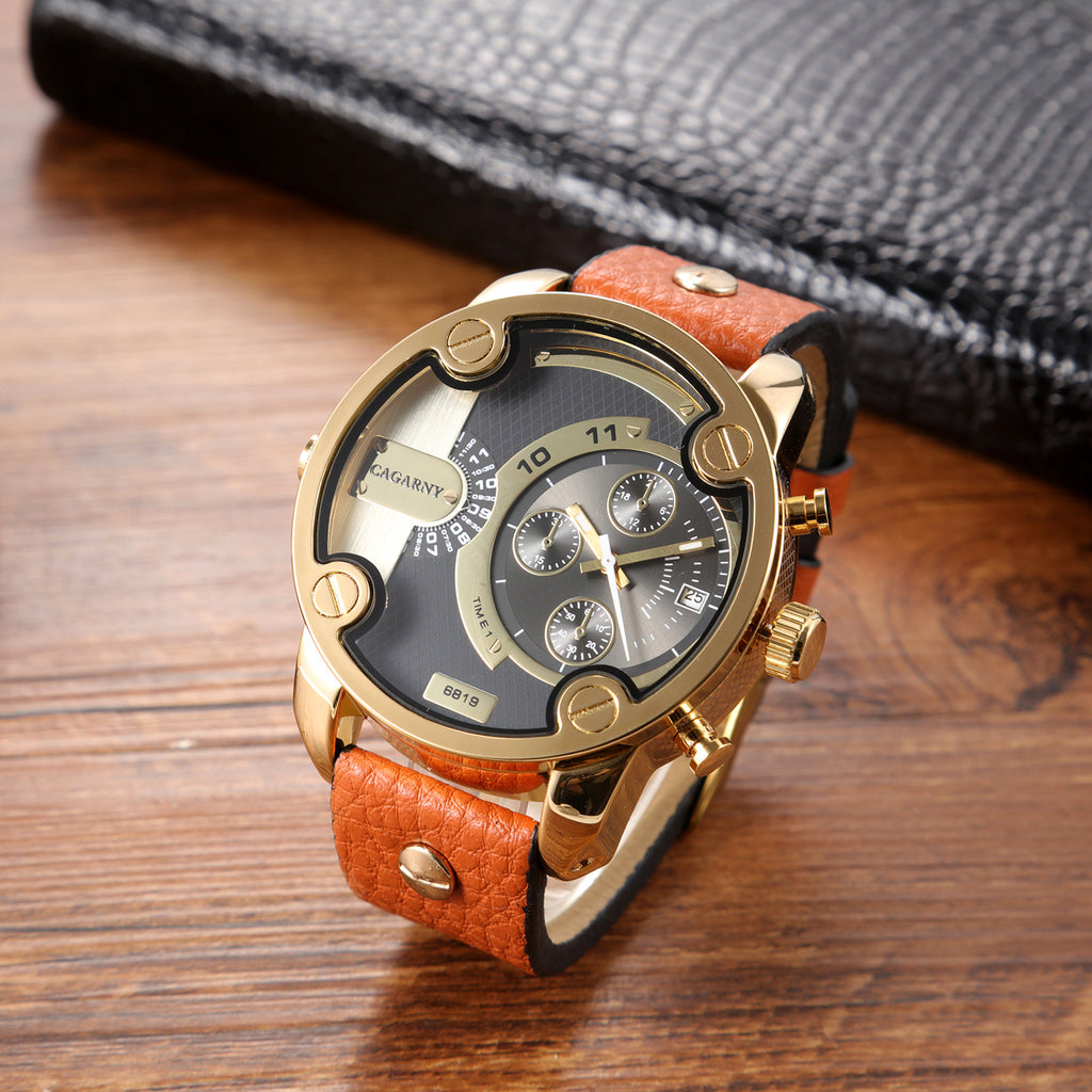 Grande Cadran Montres Quartz Calendrier Ceinture Style Montres Wrist Homme