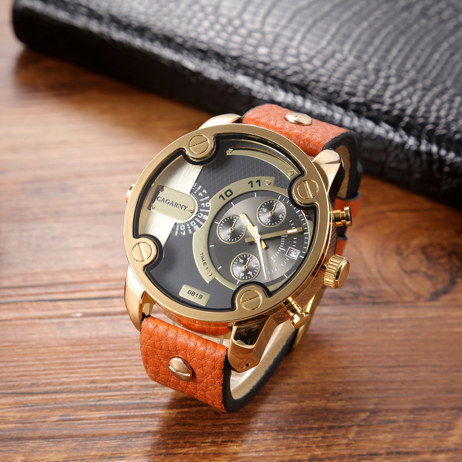 Grande Cadran Montres Quartz Calendrier Ceinture Style Montres Wrist Homme