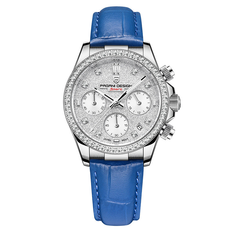 Diamond Surface Calendar Montre en acier inoxydable imperméable