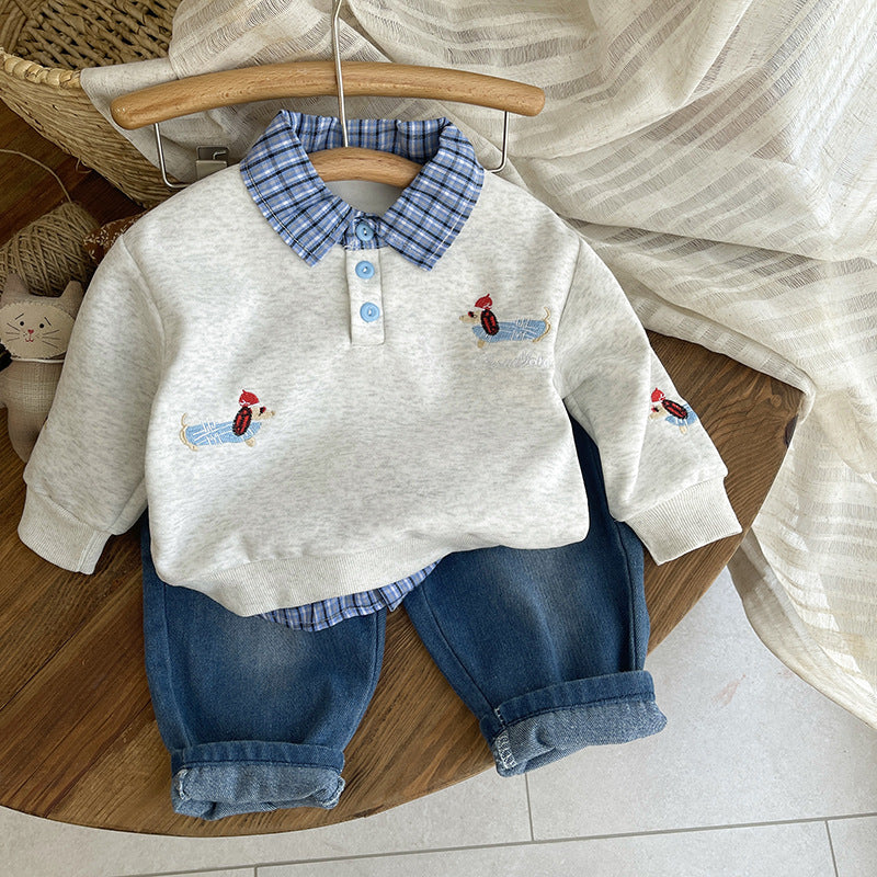 Boys' Faux Two-Piece Hoodie Set
