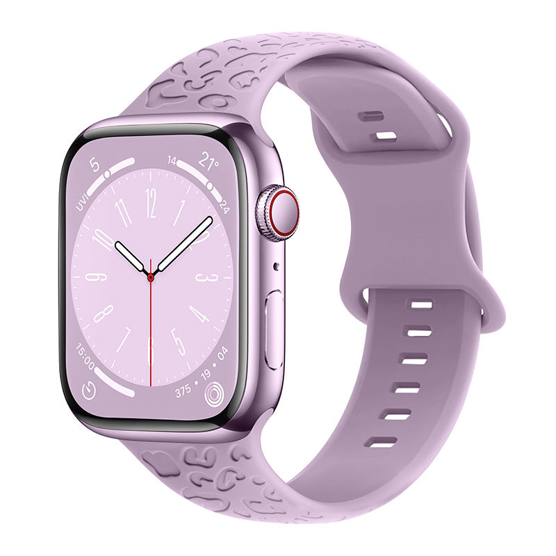 Applicable à Iwatch1-9 Generationultra3 Solid Color Leopard 8 mots Bracelet en silicone Buckle