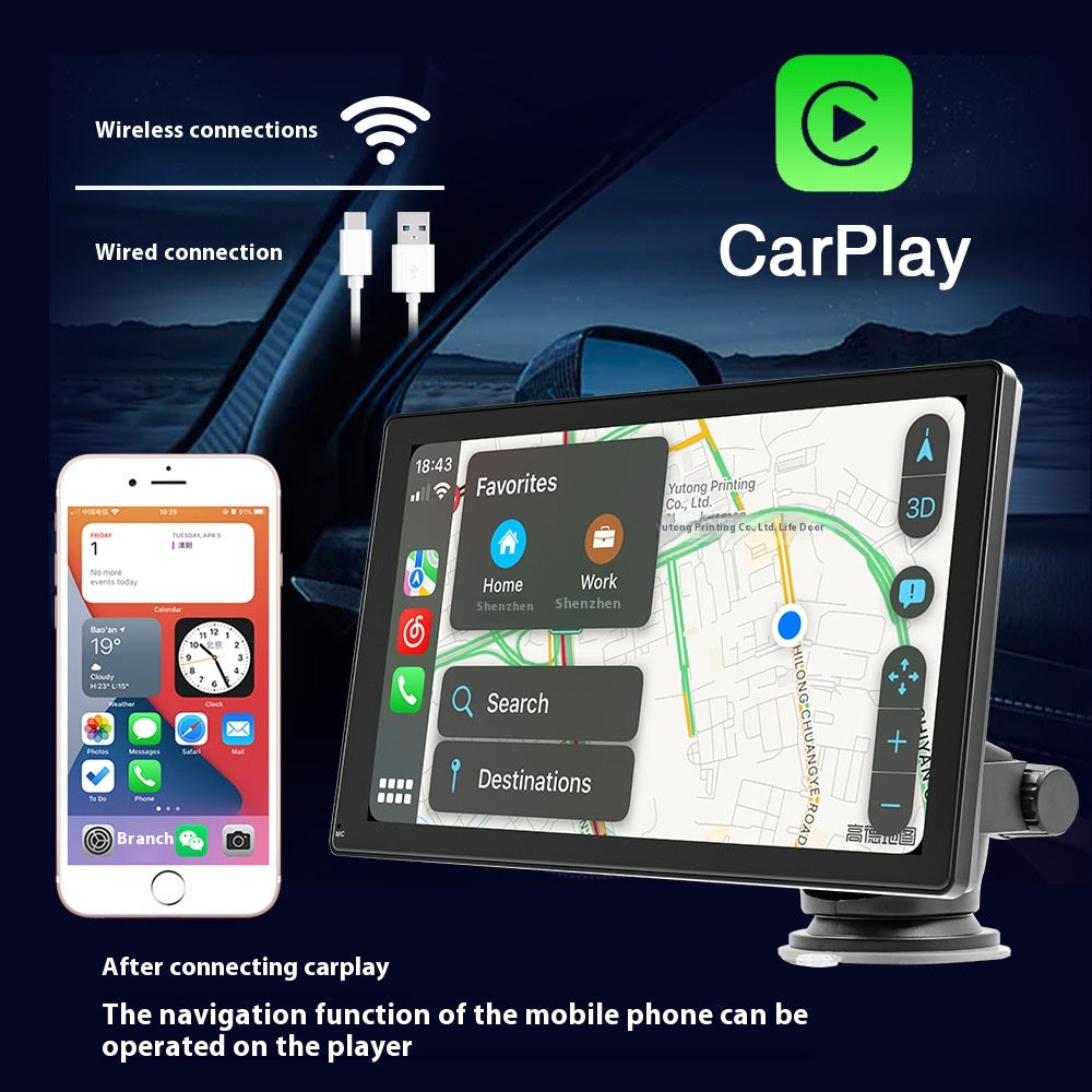 9 pouces Portable Carplay Central Control Large Screen Véhicule Navigation Accès Internet WiFi