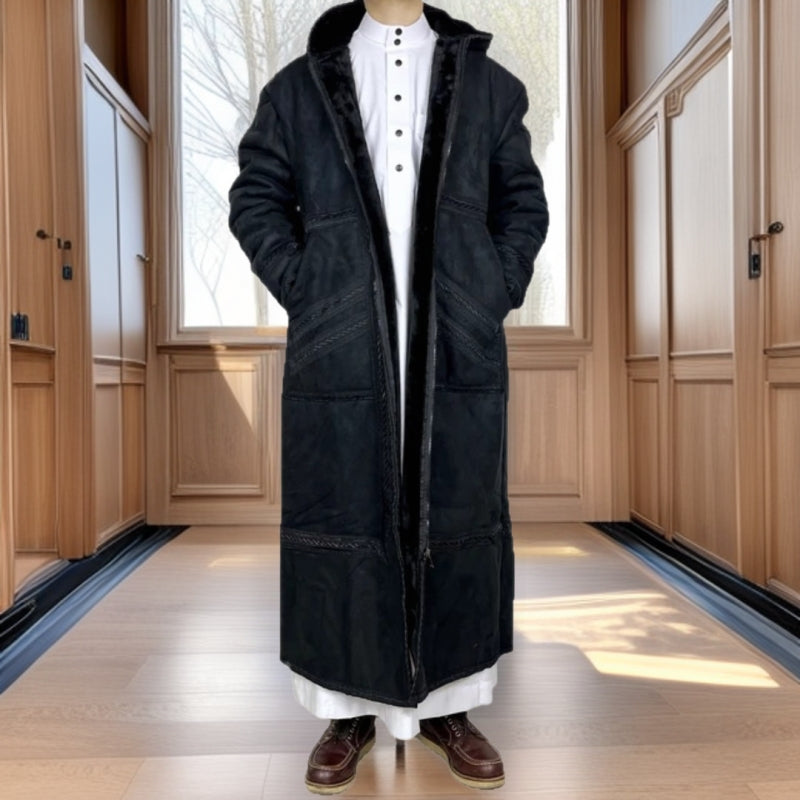 Hommes Suede-comme Robe avec Hood et des poches pour la chaleur en hiver