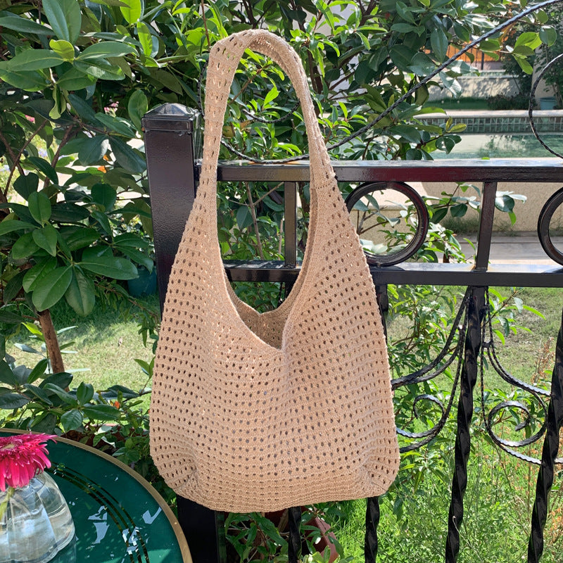 Sac à mailles creux de style Instagram tricoté Woven Purse