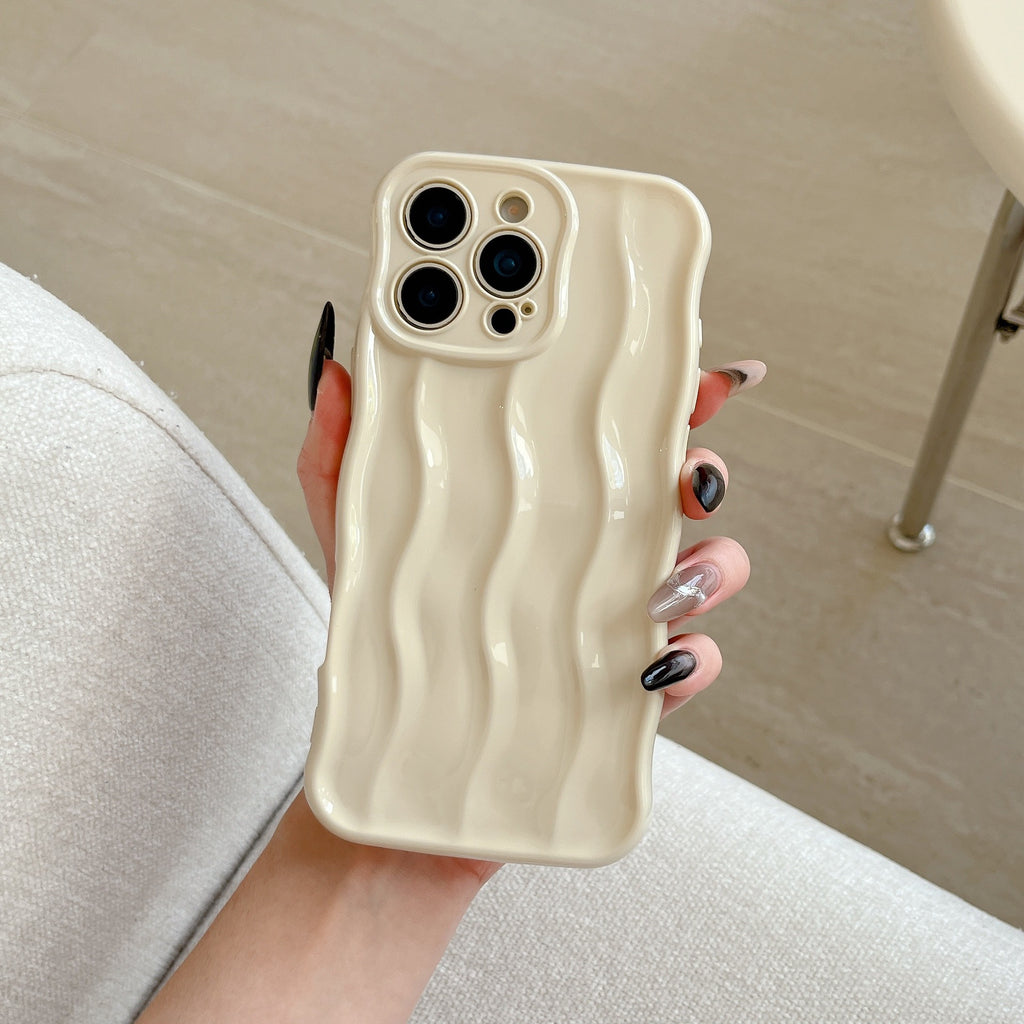 Applicable Electroplating 3-dimensional Wave Stripe Phone Case Protection anti-goutte