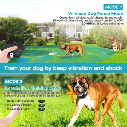 2 En 1 sans fil électrique chien Fence étanche Pet Shock Boundary Containment System Electr