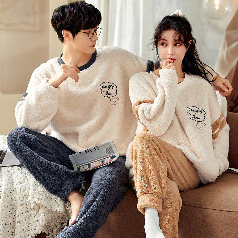 Pyjamas de velours de ménage de couple de polaire de corail