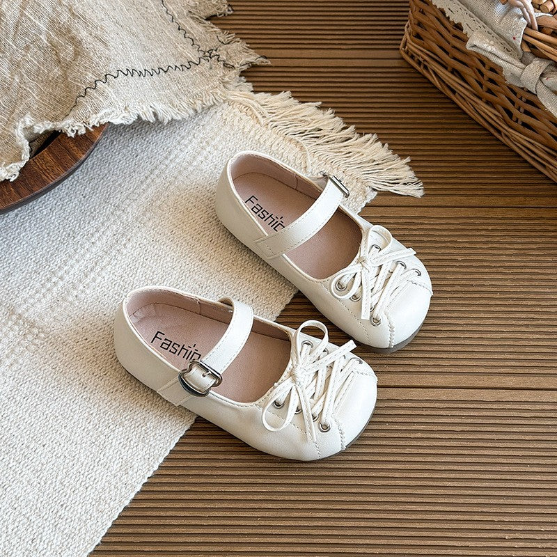 Chaussures pour enfants Coréen Version Filles' Soft Soled Bow Princesse Simple Chaussures Taille moyenne Filles