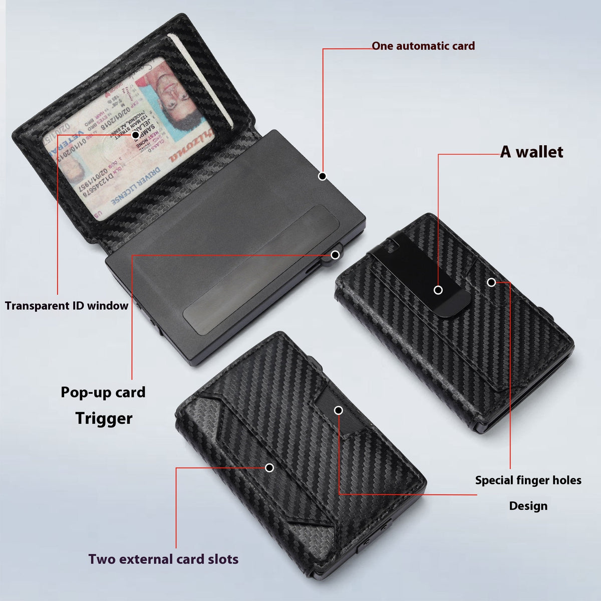 Portefeuille Creative Carbon Fiber Pattern Support de carte homme simple