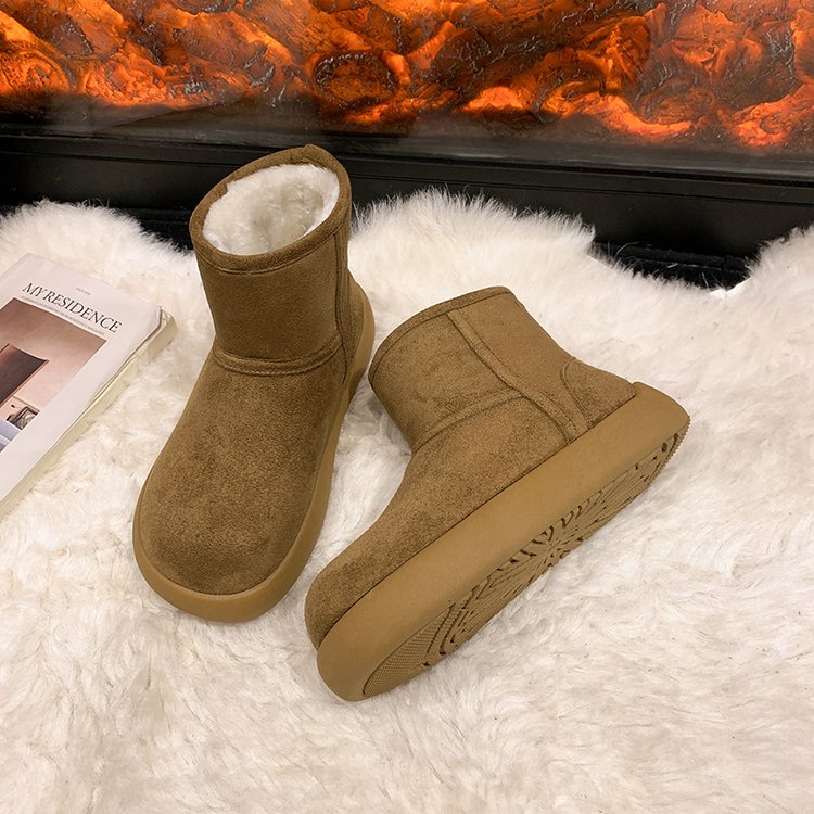 Soin épais, augmentation de la hauteur, et des bottes de neige épaisses en peluche, la mode rétro, chaud coton Boo