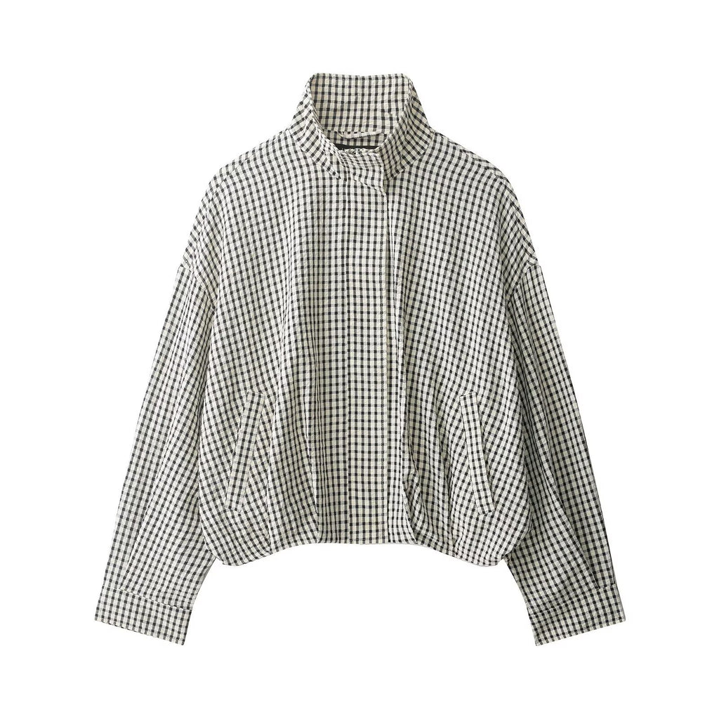 Veste d'aviateur en Plaid de style Commuter pour femme