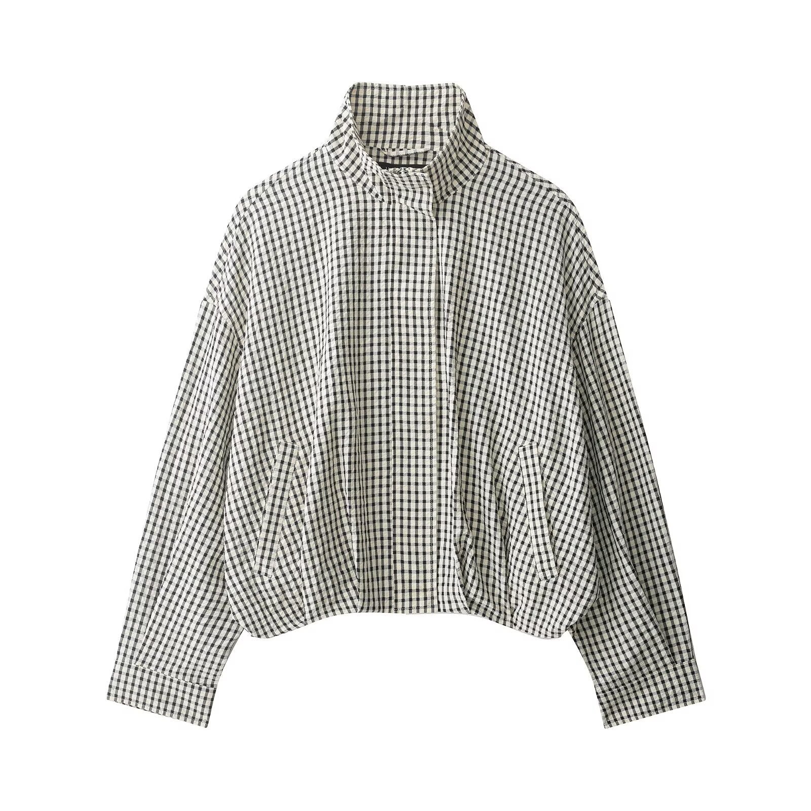 Veste d'aviateur en Plaid de style Commuter pour femme