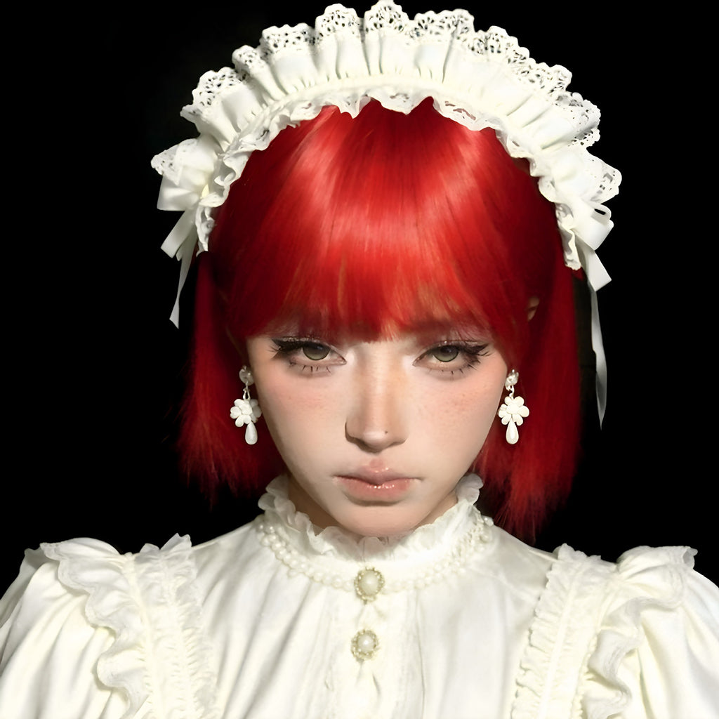 Femme Short Wig Cosplay Versatile Rouge Brillant Bob Cut Wig