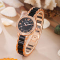 Élégante montre à quartz incrustée ronde en dentelle