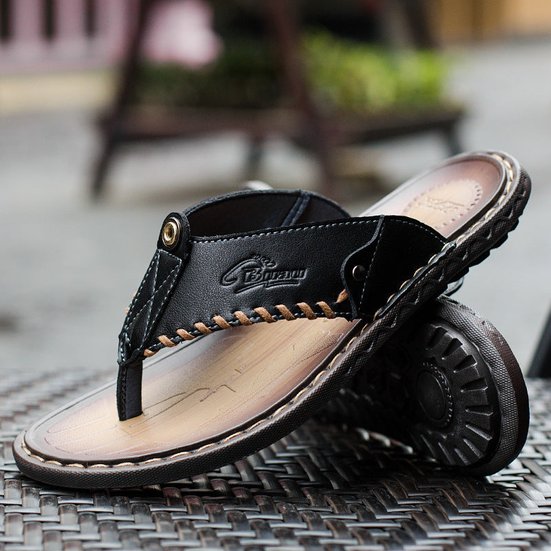 Été Extérieur Flip-flops Casual cuir Plage Sandales Hommes Sandales de grande taille