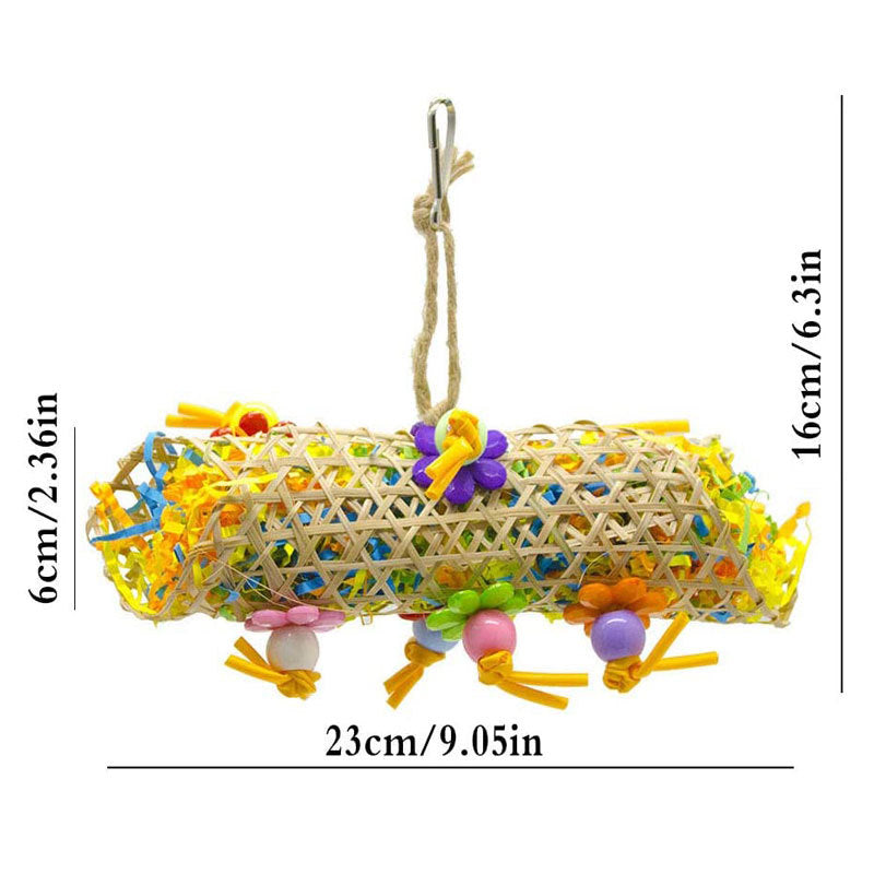 3pcs Jouet d'oiseau pour perroquet Gnawing fournitures Ustensiles brossé rotin gazon jouets en bois