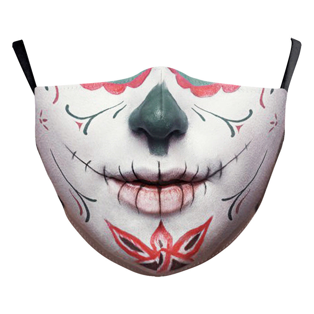 Halloween impression numérique drôle Horreur visage double couche masque de poussière