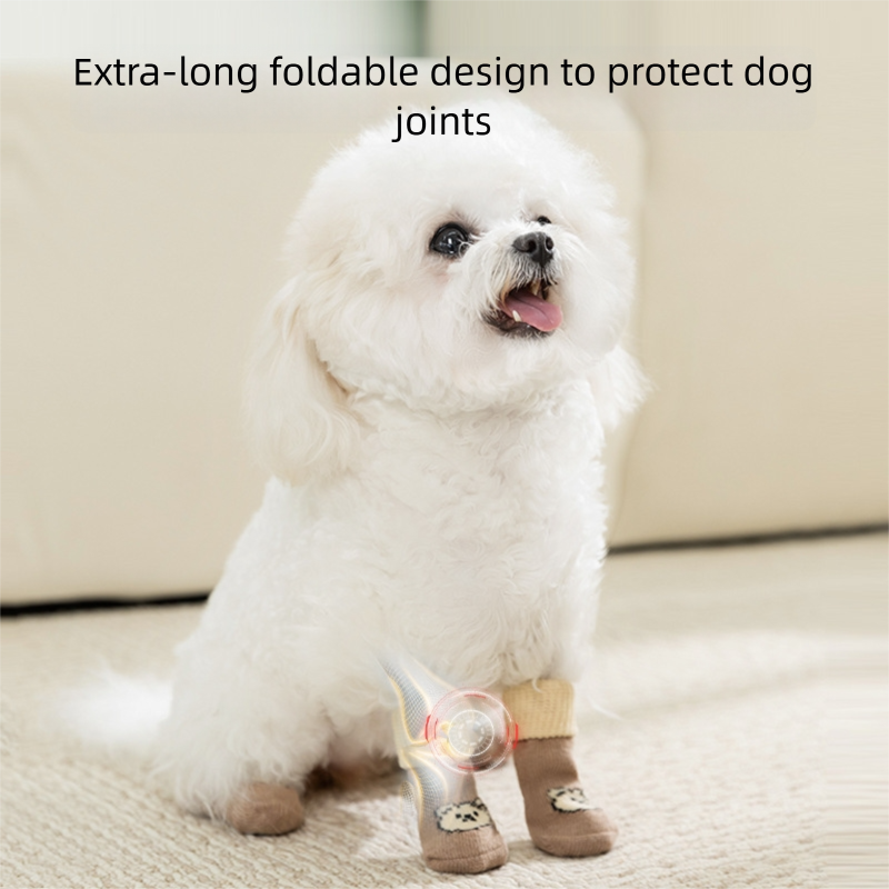 Chaussettes pour animaux, tubes longs, chaussettes antidérapantes et antidérapantes pour chiens, quatre paires, chaussures de chien