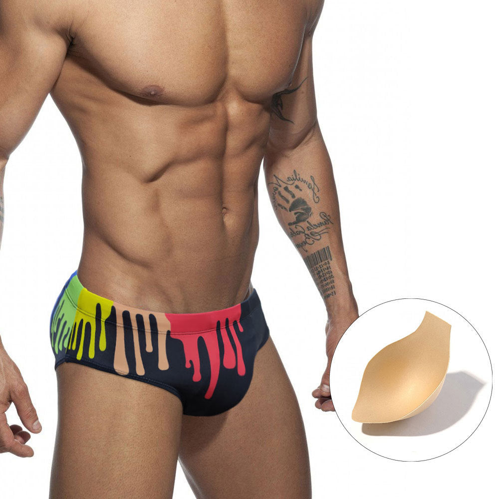 Slips de bain de tasse à ruban imprimé couleur sexy