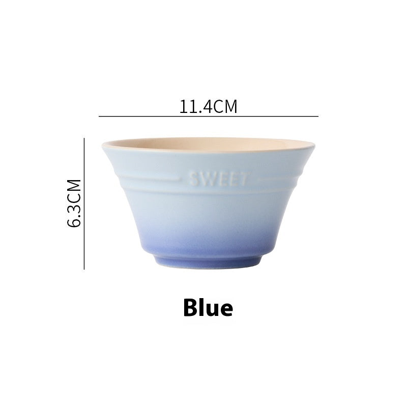 Colorful Gradient Céramique 45 pouces Bamboo Hat Rice Bowl Creative Home