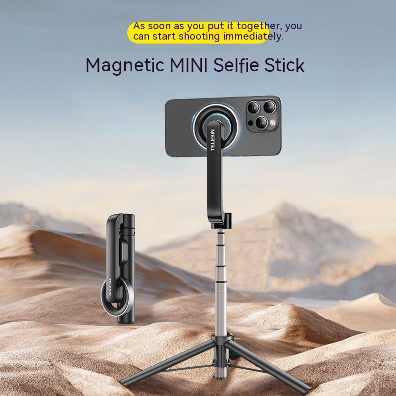 Magnetic Mobile Phone Mini Selfie Stick Bluetooth Télécommande Alliage d'aluminium
