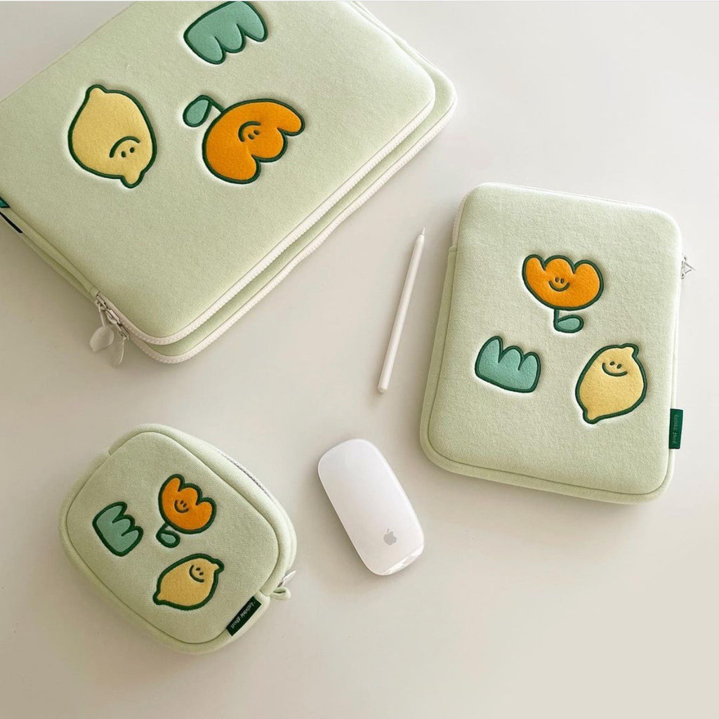 Niche Design Lemon Broderie Fleur Sac pour ordinateur portable