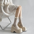 Femmes Gothic Platform Mary Jane Chaussures Round Toe Buckle Strap Super High Wedge Punk Pompes