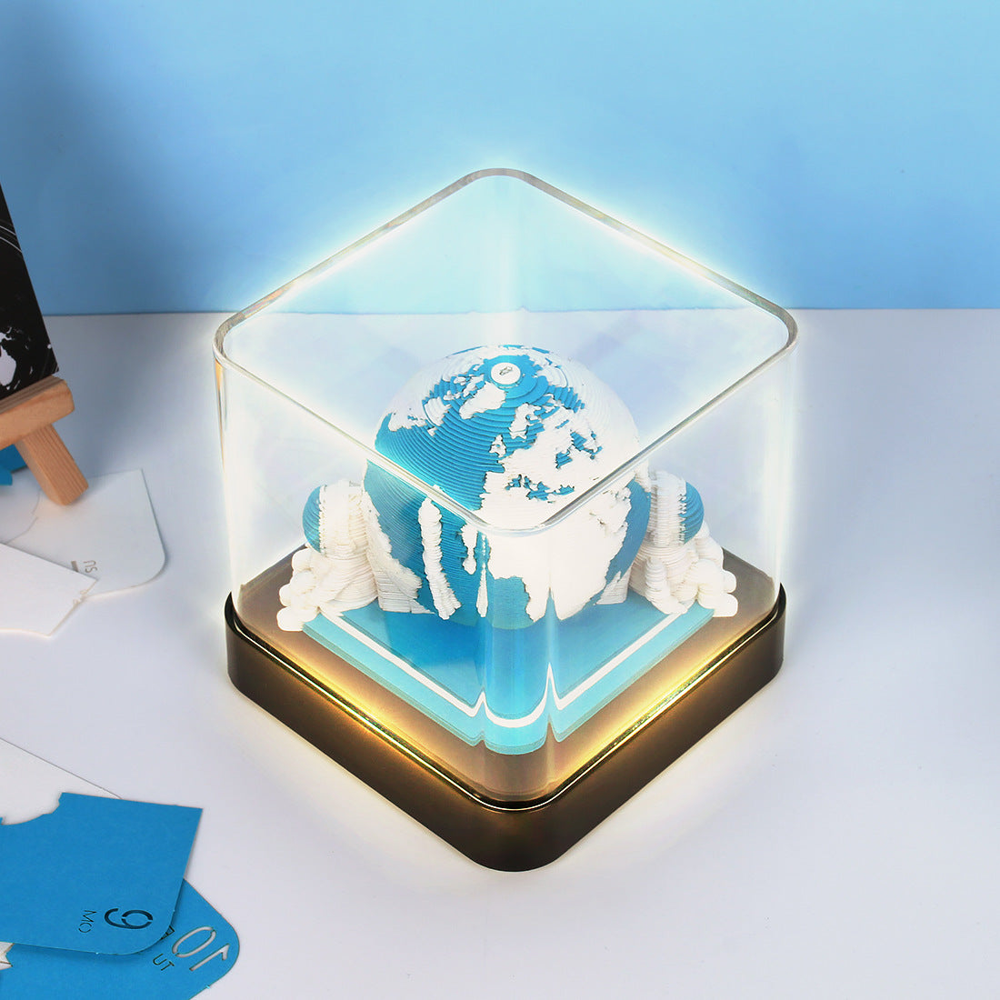 Calendrier de la Terre Lumière Panoramique 3d Créativité en trois dimensions Carving Desk Calendrier