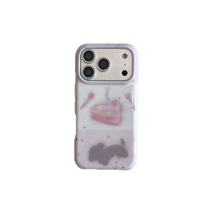 Couteau de style coréen fourche et modèle de gâteau cas de téléphone de chien
