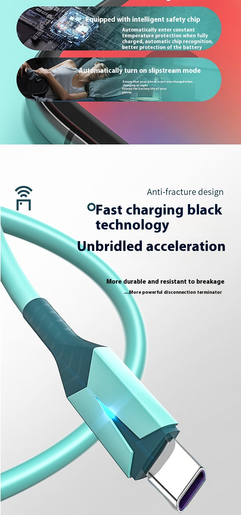 Colle flexible liquide avec câble de charge de données de téléphone mobile léger