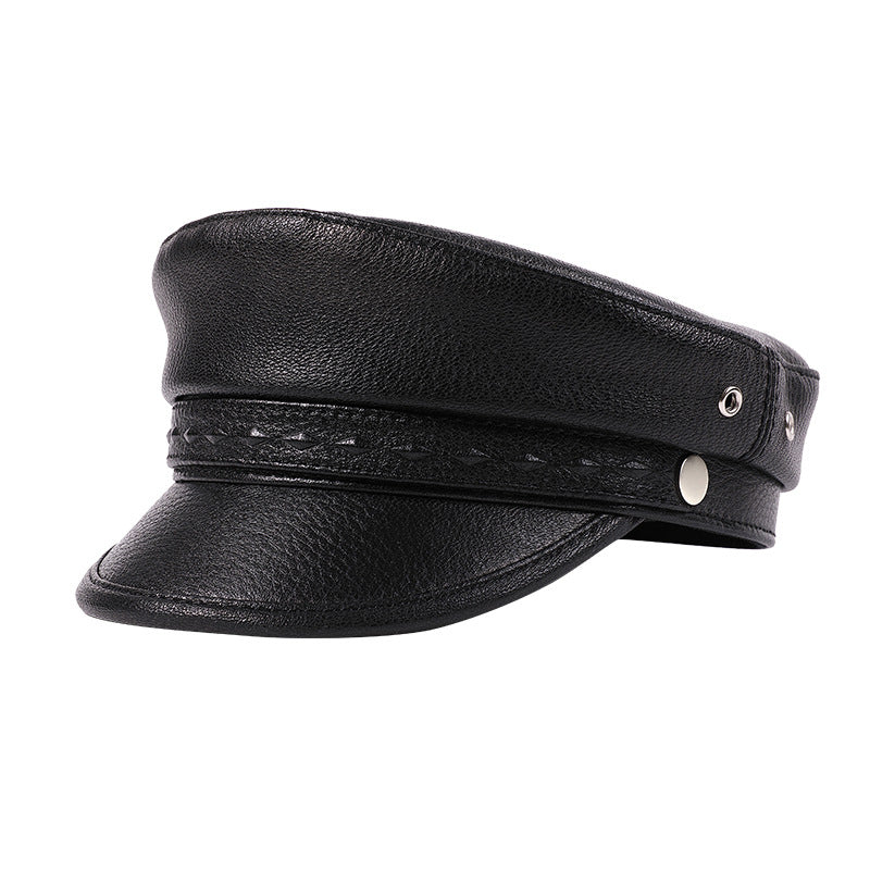 Casquette en cuir véritable pour hommes et femmes