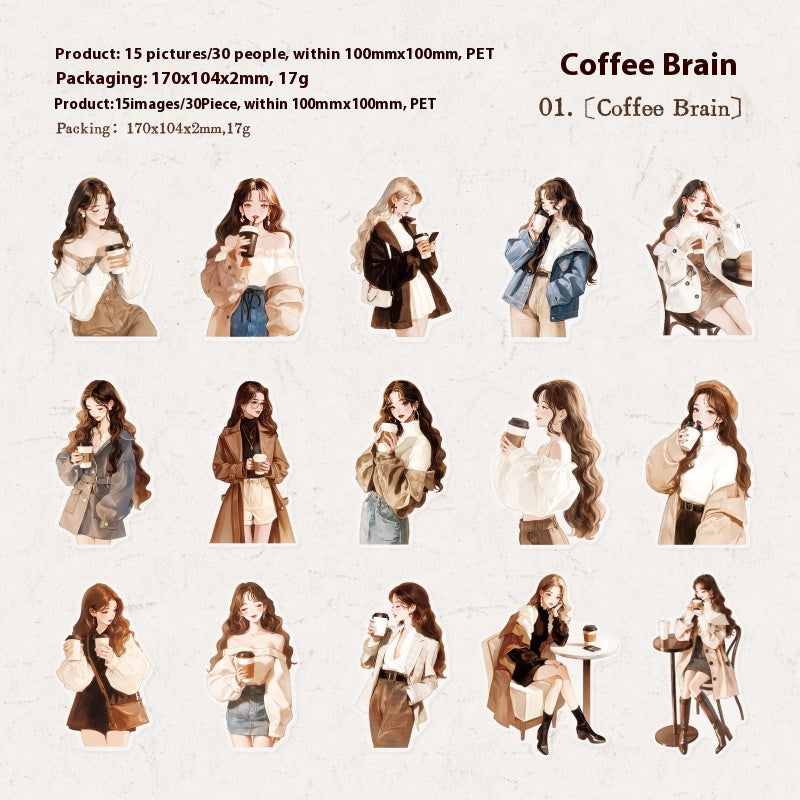 Walking Coffee House série de café thème compte main bricolage matériel décoratif Sticker