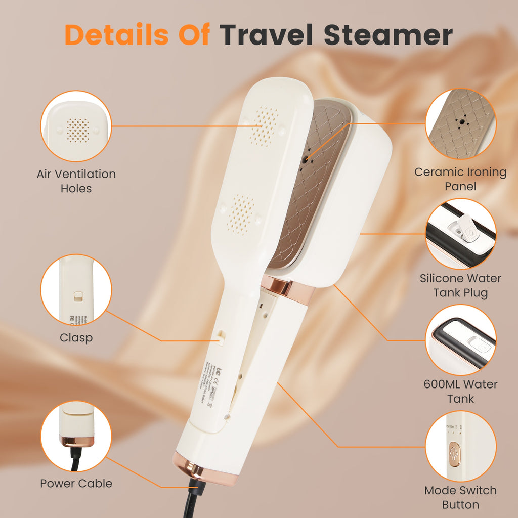 1Set Steam Iron Press 3 In 1 Voyage Steamer pour vêtements avec tête de 180 degrés portable