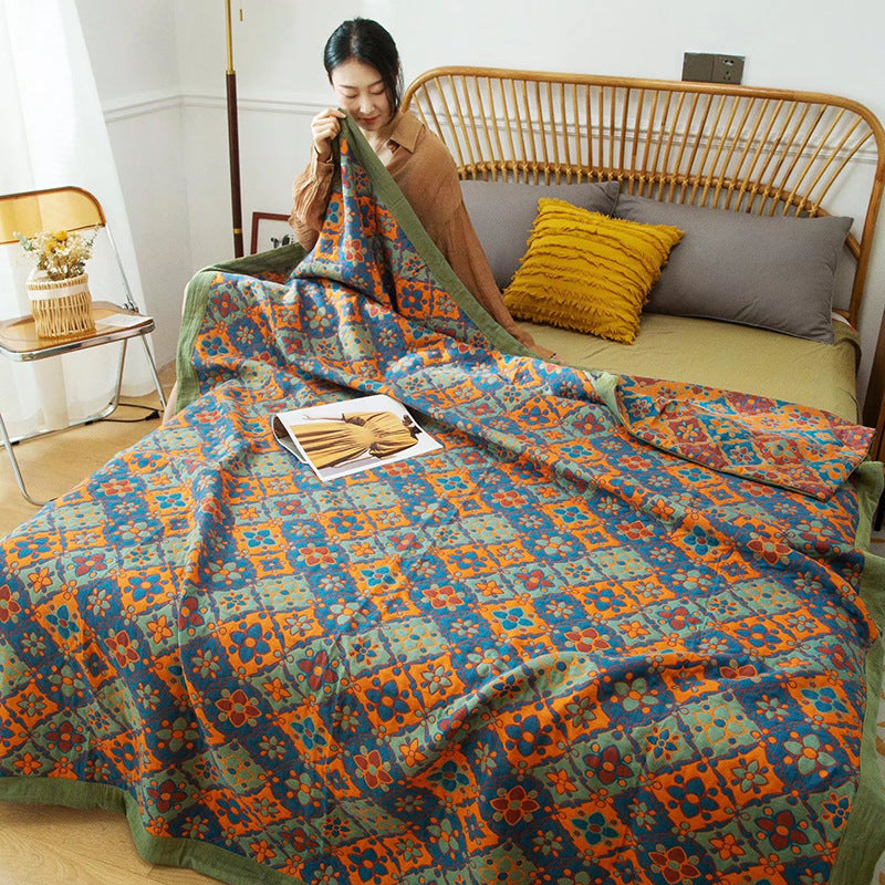 Pure Cotton Light Luxury Fil de trois couches Multi-fonctionnel Couverture Cotton Summer Qui