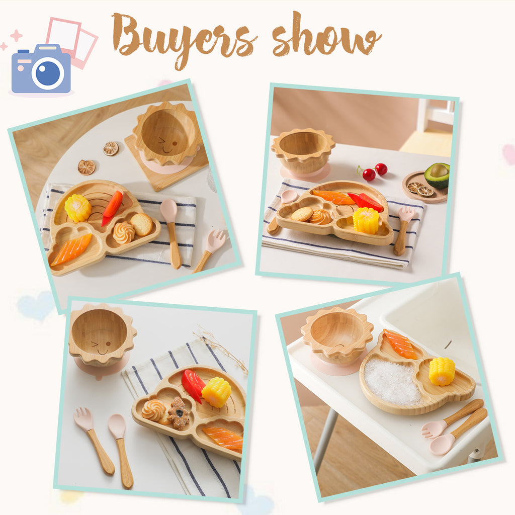 Style nordique Baby Bamboo Ensemble de vaisselle Spork combiné